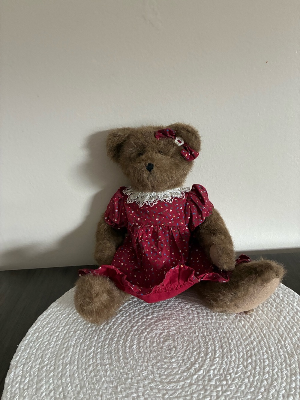 Boyds Bears Brown Teddy in Red Polka-Dot Dress